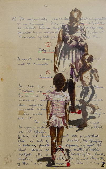 Lisette Bambine Forsyth, ‘suspects - parenting’, 2018, Painting, Acrylic on vintage paper | print edition, manZArt