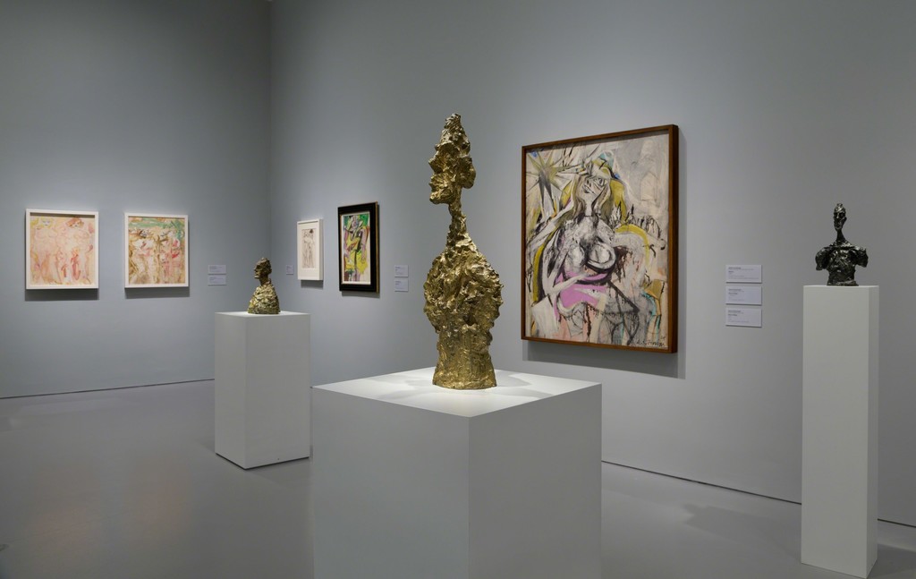 Installation view of Masterworks from the Hirshhorn Collection at the Hirshhorn Museum and Sculpture Garden, 2016. Left to right: Willem de Kooning, Two Standing Women, 1963; Willem de Kooning, Two Figures, 1964; Alberto Giacometti, Bust of Diego, 1954; Willem de Kooning, Untitled, 1966; Willem de Kooning, Woman, 1953; Alberto Giacometti, Bust of Diego, 1957; Willem de Kooning, Woman/Verso: Untitled, 1948; Alberto Giacometti, Bust of Diego, c. 1954–55.
Photo: Cathy Carver Installation view of Masterworks from the Hirshhorn Collection at the Hirshhorn Museum and Sculpture Garden, 2016. Left to right: Willem de Kooning, Two Standing Women, 1963; Willem de Kooning, Two Figures, 1964; Alberto Giacometti, Bust of Diego, 1954; Willem de Kooning, Untitled, 1966; Willem de Kooning, Woman, 1953; Alberto Giacometti, Bust of Diego, 1957; Willem de Kooning, Woman/Verso: Untitled, 1948; Alberto Giacometti, Bust of Diego, c. 1954–55.
Photo: Cathy Carver