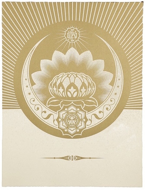 Shepard Fairey (OBEY), ‘Obey Lotus Crescent (White / Gold)’, 2013, Gregg Shienbaum Fine Art