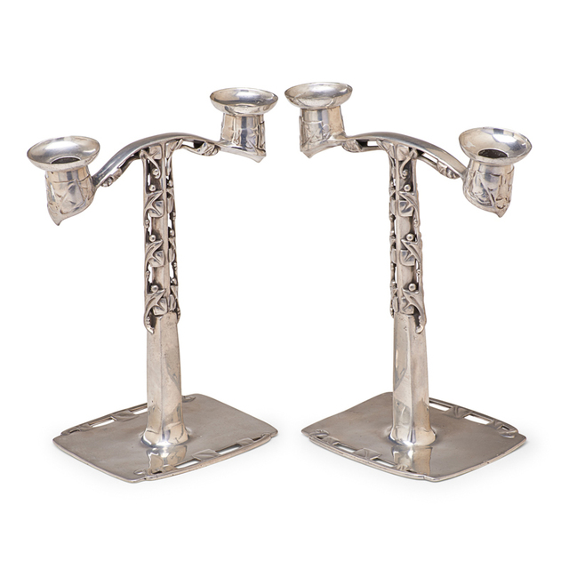 Archibald Knox, ‘Liberty & Co., Pair Of Tudric Candlesticks, England’, Early 20th C., Design/Decorative Art, Pewter, Rago/Wright