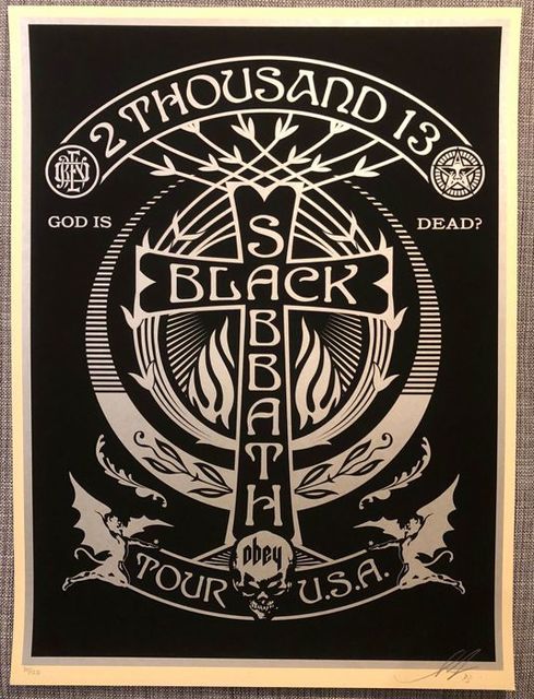 Shepard Fairey, ‘Black Sabbath Cross Silver’, 2013, AYNAC Gallery