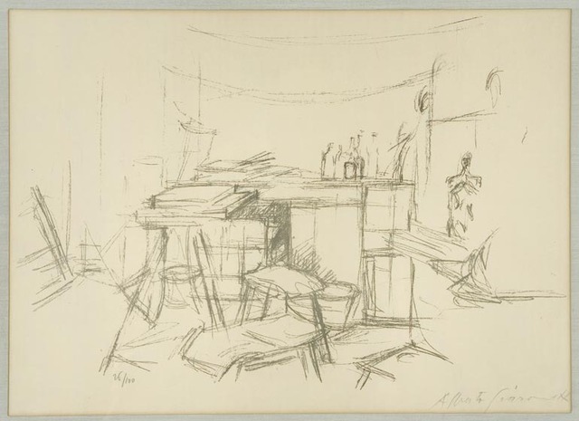 Alberto Giacometti, ‘Alberto : The Studio with Bottles’, 1957, Print, Etching, Nikola Rukaj Gallery