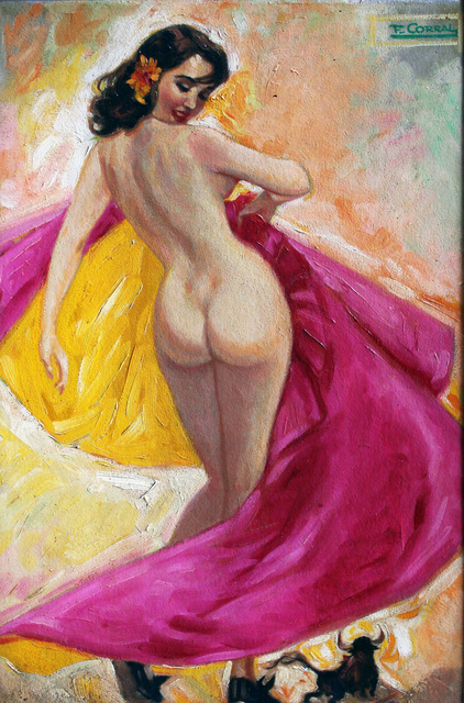 Fulgencio F. Corral, ‘Untitled (Nude with Fuchsia Cape)’, c. 1950, Robert Berman Gallery