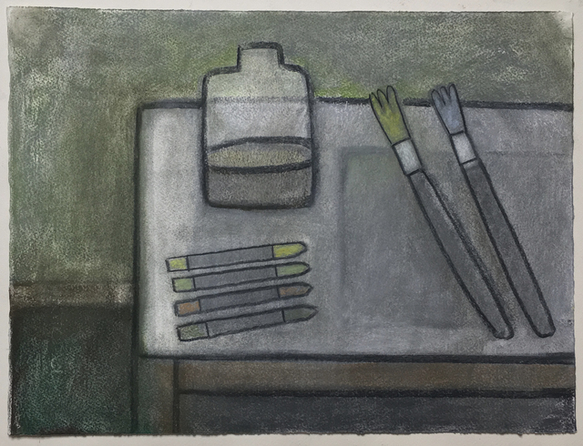 William Wright, ‘Painter's table’, 2018, Drawing, Collage or other Work on Paper, Charcoal and pastel on paper, Galerie Ariane C-Y