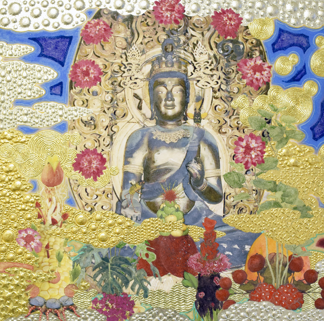 Masatake Kozaki, ‘Sedentary Statue of Eleven-Headed Kannon, Futaba’, 2016, Painting, Panel, hemp paper, acrylic, foil, Art Front Gallery
