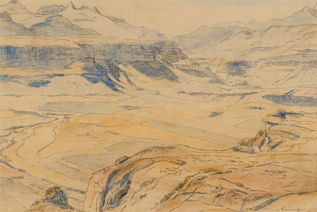 Jacob Hendrik Pierneef, ‘Mountain Landscape’, Drawing, Collage or other Work on Paper, Pencil and watercolour on paper, Strauss & Co