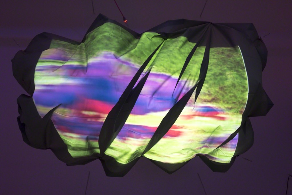 Paula Morales, "The Cloud," 2017, Projection on suspended projection screen material, and mirror, Dimensions variable
Paula Morales, "The Cloud," 2017, Projection on suspended projection screen material, and mirror, Dimensions variable