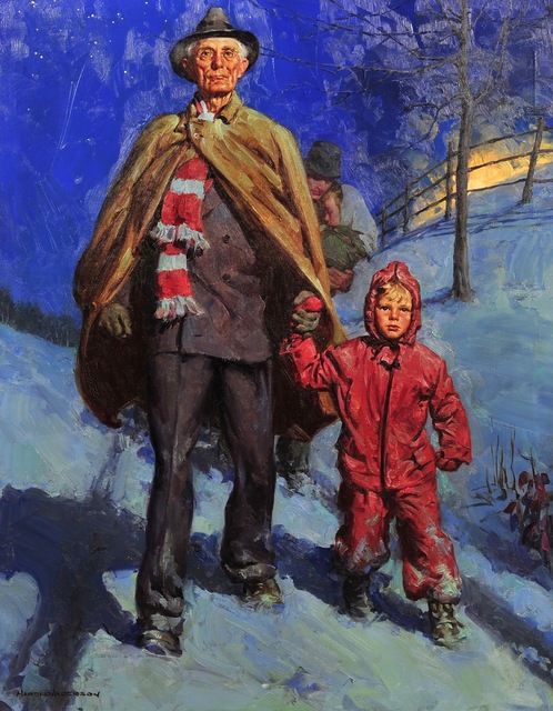Harold Anderson, ‘Man and Grandson Walking in the Snow’, 1938, The Illustrated Gallery