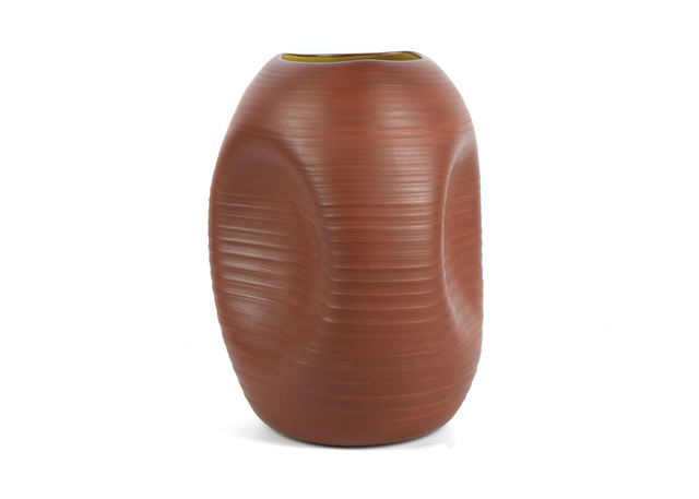 Nicholas Arroyave-Portella, ‘Contemporary studio pottery vase’, Design/Decorative Art, Irregular form, with matte brown glaze exterior and yellow smooth glaze interior, Chiswick Auctions