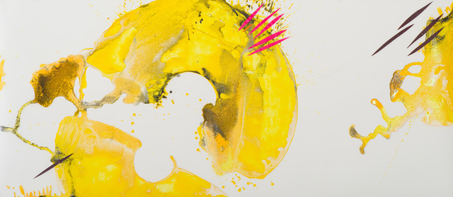 Nellie King Solomon, ‘Shrapnel’, 2015, Painting, Acrylic, soda ash, black glitter, painted paper on Mylar (unmounted), Bentley Gallery