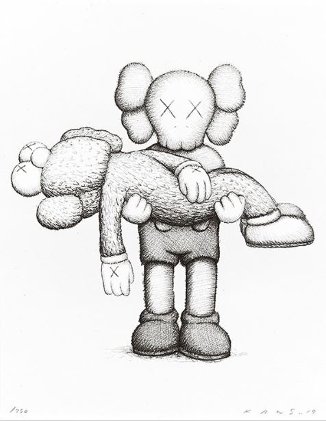 KAWS, ‘KAWS: Companionship in the Age of Loneliness’, 2019, Print, Original screenprint, GONE, 2019, printed on printed on Arches Aquarelle 300gsm paper, presented in a Wibalin Buckram-bound print wallet and archival-grade print envelope inside the print wallet, and limited-edition copy of the exhibition catalogue, Lougher Contemporary