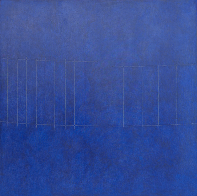 Edda Renouf, ‘Thames-VI, River-Sky Encounter #1’, 2012, Painting, Acrylic on linen, removed threads, Annely Juda Fine Art