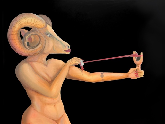 Lucine Visions, ‘Ram This’, 2021, Painting, Acrylic, Oil, Blood, SHIM Art Network