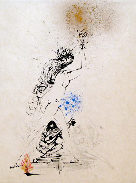 Salvador Dalí, ‘Girl with torch’, 1968, Print, Drypoint with added color, DTR Modern Galleries