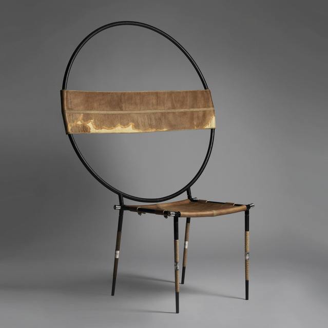 Cristian Mohaded, ‘Aro’, 2018, Design/Decorative Art, Blued Iron, Horse Leather Strips, Cow Leather, Silver 900, Twenty First Gallery