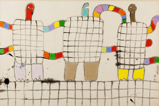 Sadamasa Motonaga, ‘Three Nets’, 1988, Painting, Acrylic on canvas, Whitestone Gallery