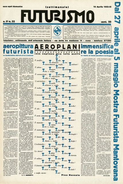 Mino Somenzi & Pino Masnata, ‘Futurismo 2, no. 32 (Apr. 16, 1933)’, 1933, Guggenheim Museum