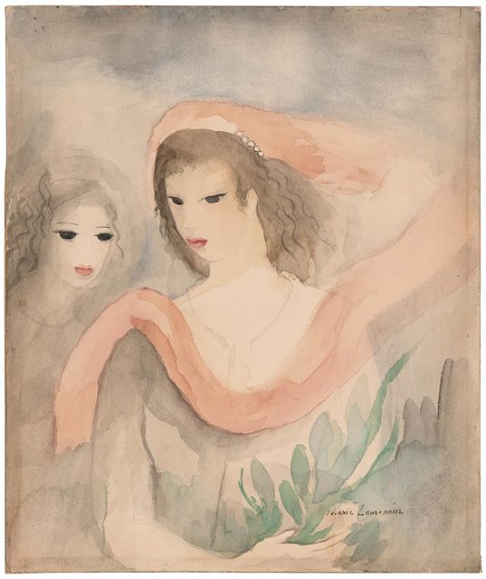Marie Laurencin, ‘Deux Tetes de Femmes’, Painting, Watercolor over traces of pencil on paper, Doyle