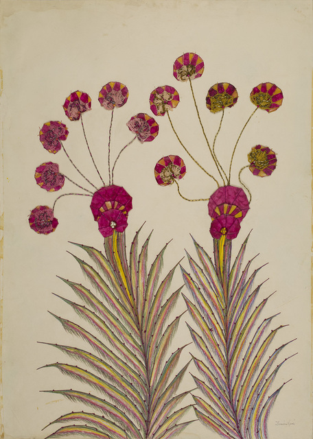 Anna Zemánková, ‘Untitled’, ca. 1970, Drawing, Collage or other Work on Paper, Pastel, ballpoint pen, beads on paper, Cavin-Morris Gallery