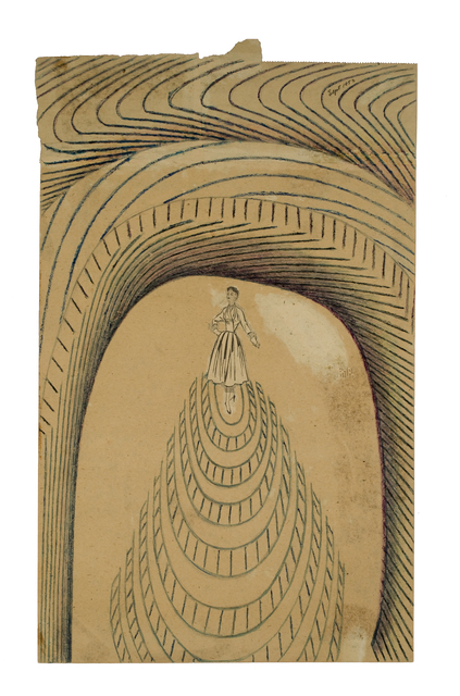 Martín Ramírez, ‘Untitled (Collaged Woman Atop Tiered Mound)’, 1953, Robert Berman Gallery