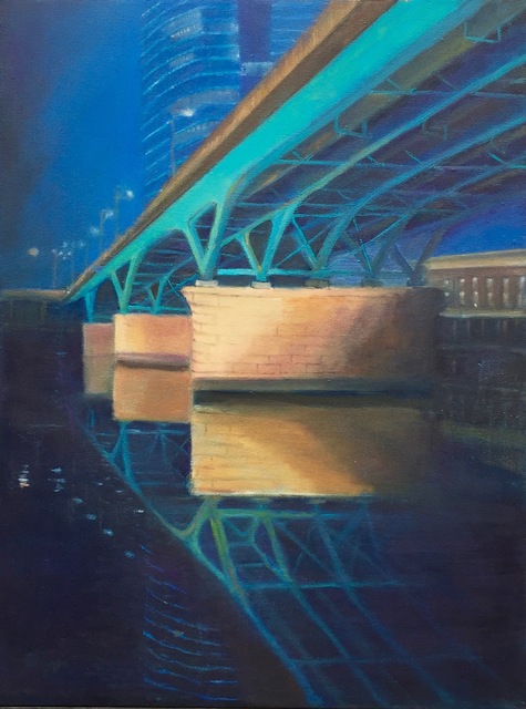 Bhavisha Patel, ‘Chestnut Street Bridge’, 2017, Painting, Oil on canvas, InLiquid
