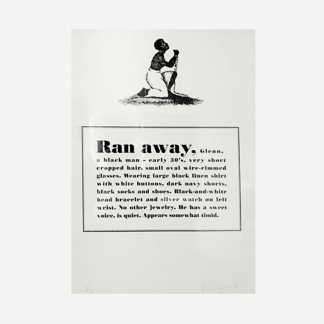 Glenn Ligon, ‘Runaways’, 1993, Artsy x Wright