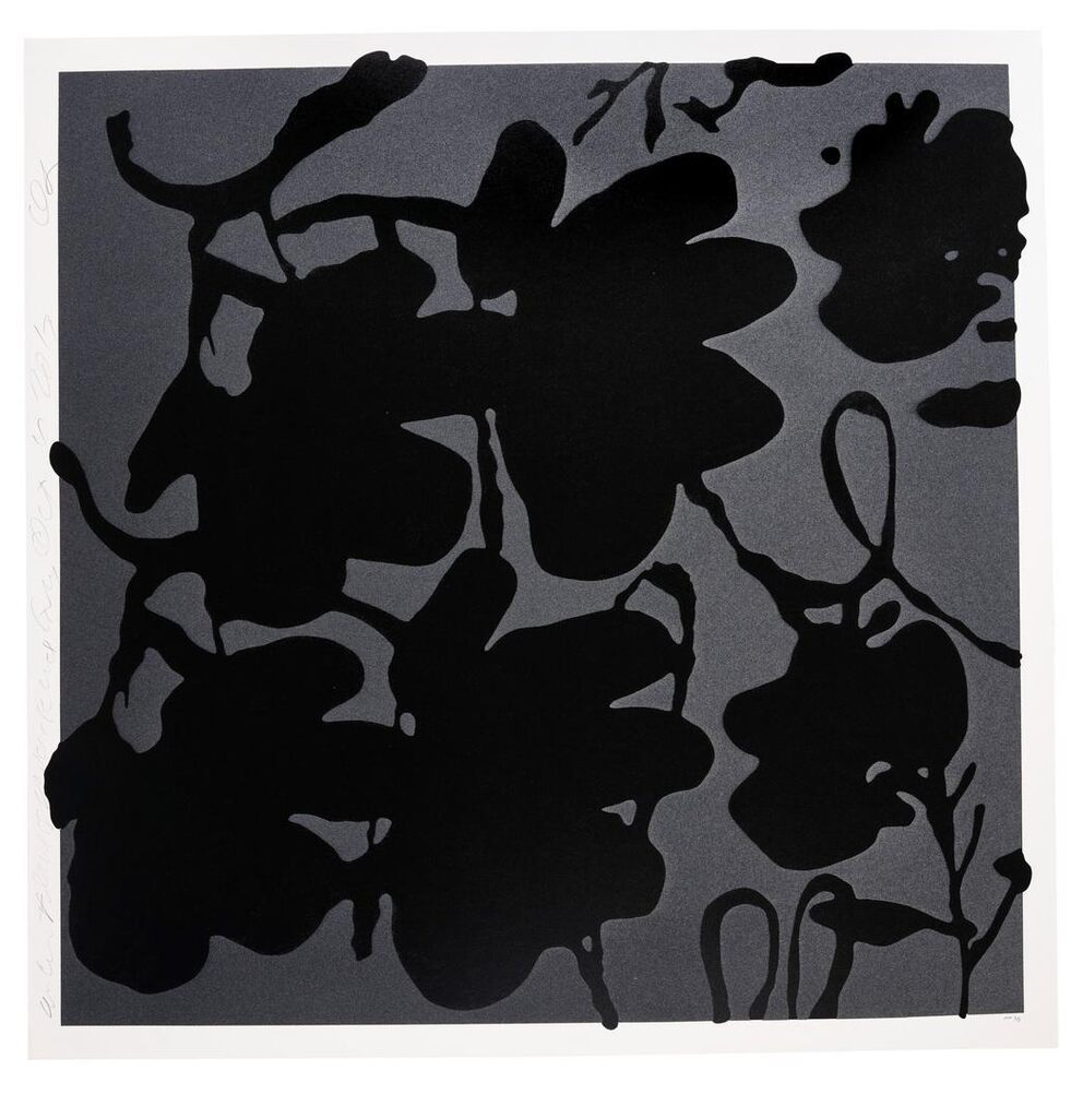 Donald Sultan - Lantern Flowers, Black and Grey, Oct 4, 2017, from Big Lantern Flowers