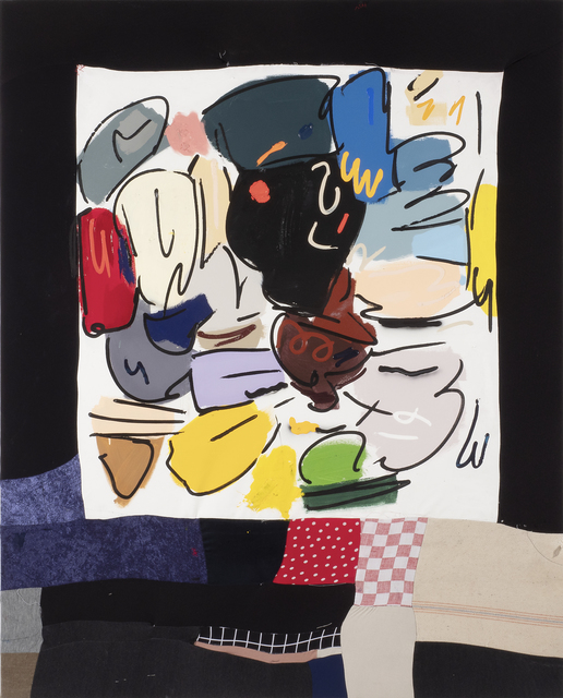 Jonni Cheatwood, ‘I Get Emotional Haircuts’, 2018, Painting, Oil stick, acrylic, enamel, alkyd, airbrush and found European grain sack on canvas sewn to fabric, MAKASIINI CONTEMPORARY