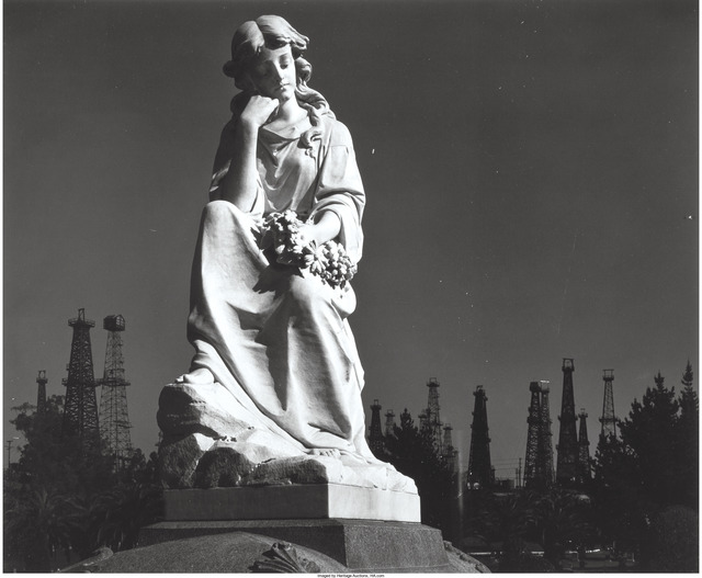 Ansel Adams, ‘Cemetery Statue and Oil Derricks, Long Beach, California’, 1939, Heritage Auctions