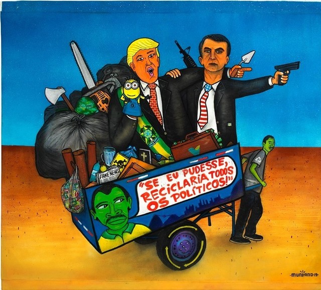 Mundano, ‘Se Eu Pudesse, Reciclaria Todos Os Políticos (If I Could I'd Recycle All The Politicians)’, 2019, Painting, Acrylic and spray on canvas., Kogan Amaro