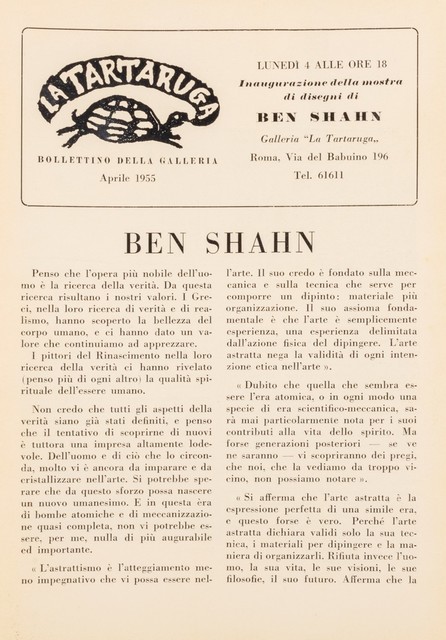 Ben Shahn, ‘Bollettino’, Finarte