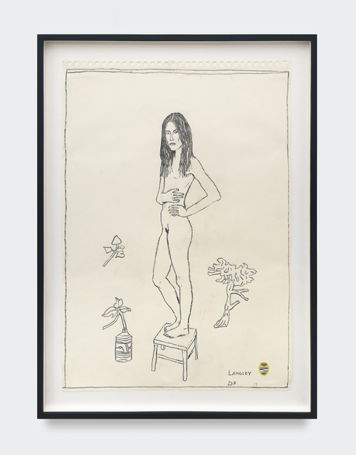 Danny Fox, ‘Untitled’, 2019, Drawing, Collage or other Work on Paper, Graphite and fruit sticker on paper In handmade black ash wood frame with Ultravue glass, V1 Gallery