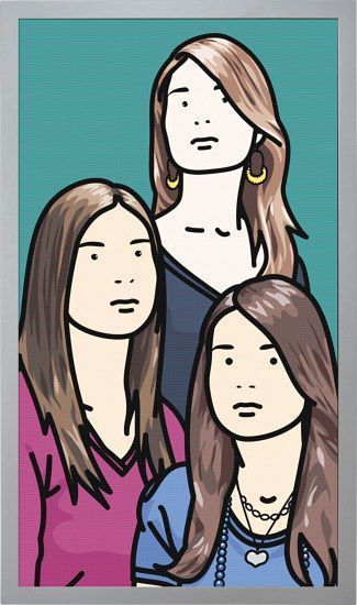 Julian Opie - Hannah, Lottie and Esther blinking (vertical)