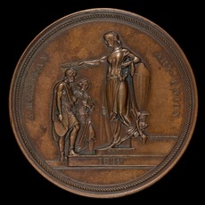 Charles Cushing Wright, die engraver, after design by Paul Peter Duggan, Fame Crowning Painting and Sculpture [reverse] (1849)