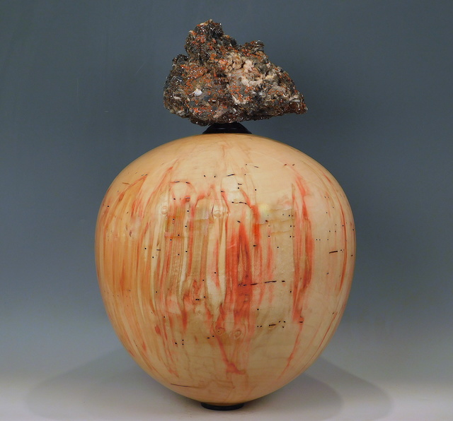 Steven Potts, ‘Box Elder Vessel’, 2021, Sculpture, Box Elder (Acer Negundo) Wood with African Ebony and Vanadinite mineral from Midelt Provence, Draa Tafilalet, Morocco, Steidel Contemporary