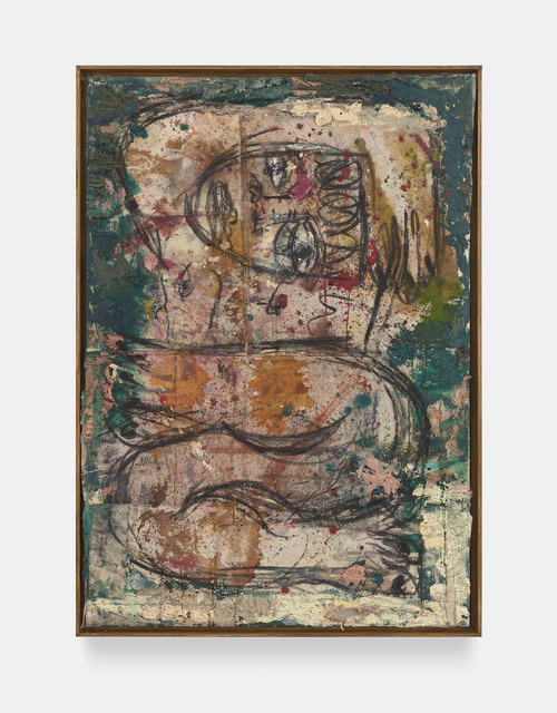 Daniel Crews-Chubb, ‘Acrobat III (green)’, 2019, Painting, Oil, oil bar, charcoal, ink, spray paint, coarse pumice gel and collaged fabrics on canvas, Vigo Gallery