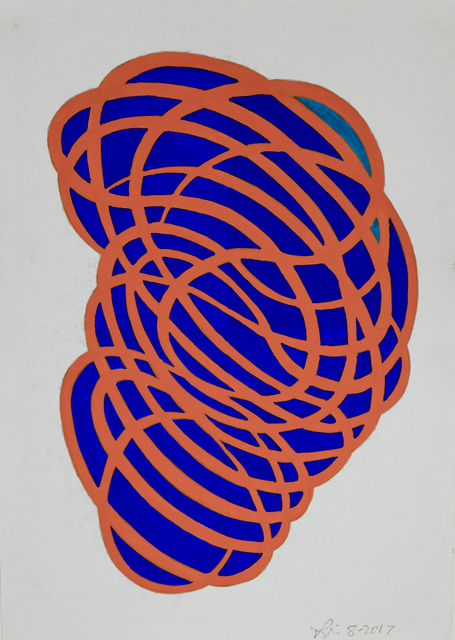 Linda Fleming, ‘Gouache Wall Drawing (orange, blue)’, 2017, Robischon Gallery