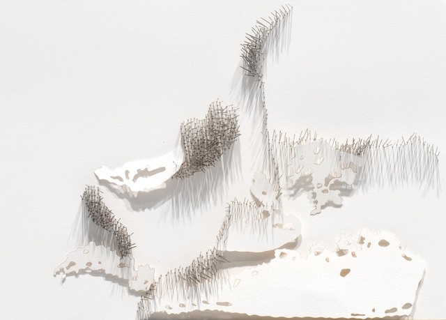 Safaa Erruas, ‘Frontière 8’, 2017, Drawing, Collage or other Work on Paper, Paper cuts and fragmented needles on cotton paper, L'Atelier 21