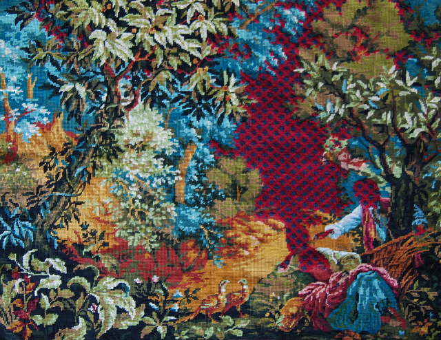 Matt Smith (British), ‘The Lovers’, 2021, Textile Arts, Reworked Textile With Wool, Cynthia Corbett Gallery