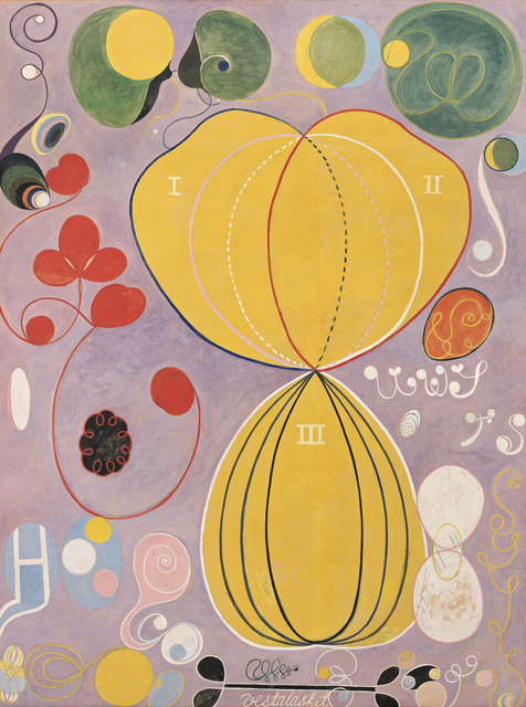 Hilma af Klint, ‘Group IV, The Ten Largest, No. 7, Adulthood (Grupp IV, De tio största, nr 7, Mannaåldern), from untitled series’, 1907, Painting, Tempera on paper mounted on canvas, Guggenheim Museum