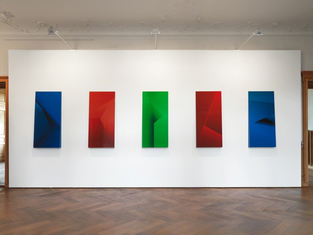 Installation view, A Future Archeology, Spatial Objects, each 121 x 55 x 9,5 cm (base) narrowing to 1,2 cm (tip), SCHEUBLEIN + BAK, Zurich 2016 Installation view, A Future Archeology, Spatial Objects, each 121 x 55 x 9,5 cm (base) narrowing to 1,2 cm (tip), SCHEUBLEIN + BAK, Zurich 2016