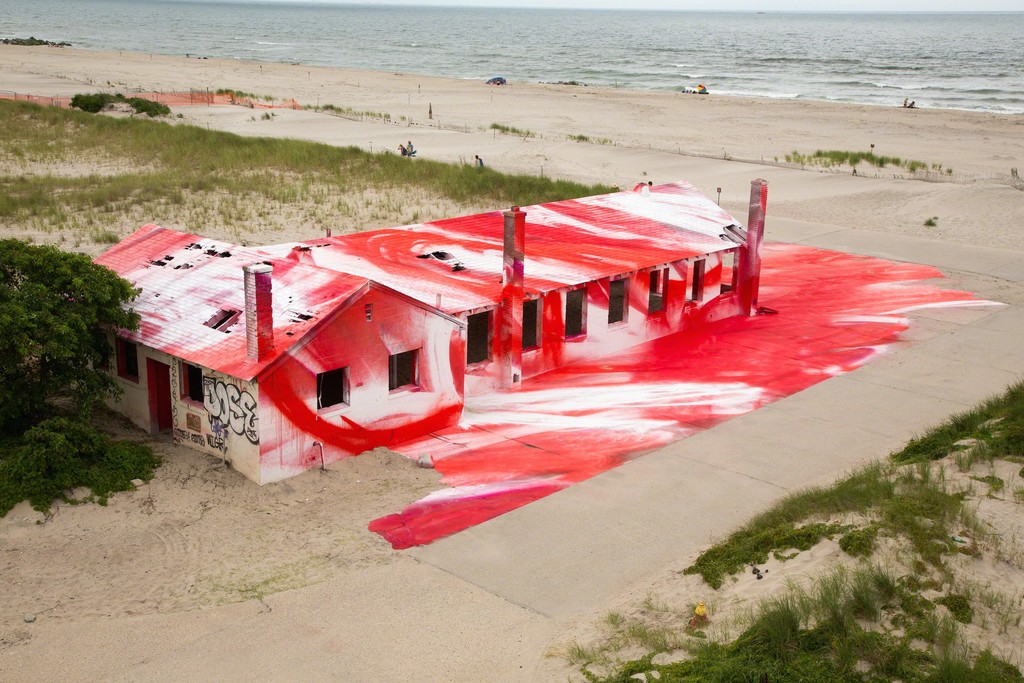 Rockaway! featuring site-specific installation by Katharina Grosse. Image courtesy the artist and MoMA PS1. Photo by Pablo Enriquez. Rockaway! featuring site-specific installation by Katharina Grosse. Image courtesy the artist and MoMA PS1. Photo by Pablo Enriquez.