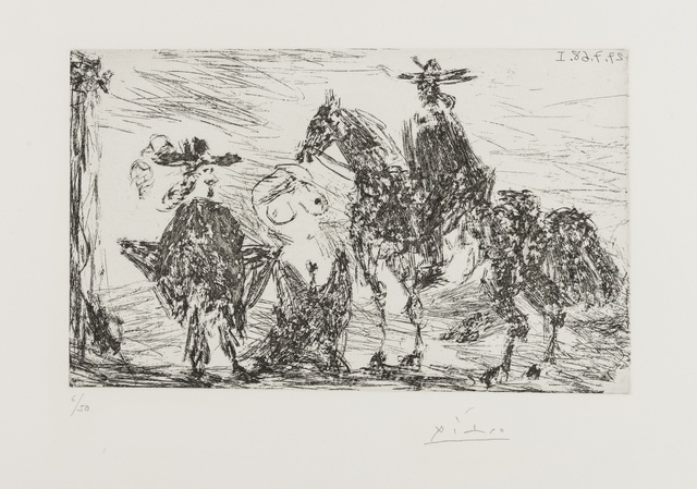 Pablo Picasso, ‘Two 17th Century Gentlemen and Nude Covering her Face (from 347 Series) (Bloch 1699)’, 1968, Forum Auctions
