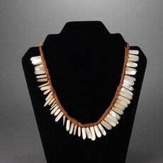 Chimu Culture, Chimú Necklace of Mother of Pearl on Original Cotton Line (Peru, Chimu/Sican, North Coast, c. AD 1150 , 1350)