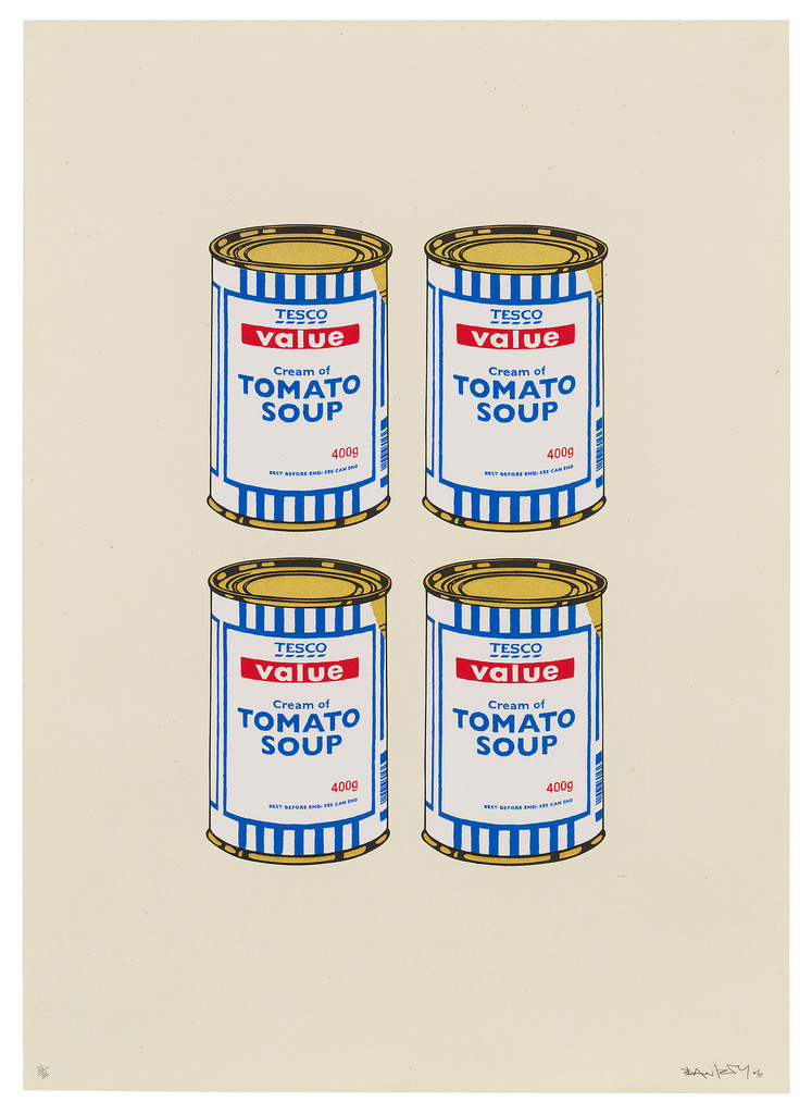 Banksy - Four Soup Cans - Gold on Cream