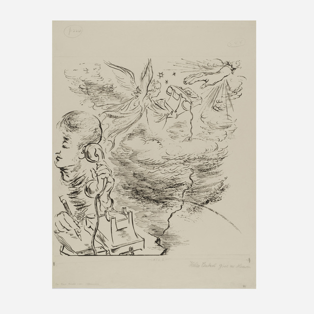 George Grosz, ‘Hello, Central, Give Me Heaven’, 1941, Drawing, Collage or other Work on Paper, Reed, and pen and ink, Artsy x Rago/Wright