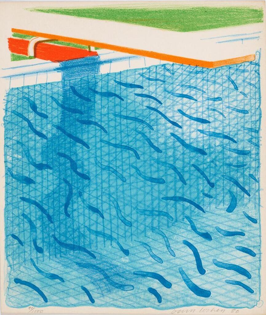 David Hockney - Pool made with paper and blue in for book (Tokyo 234, Tyler 269)