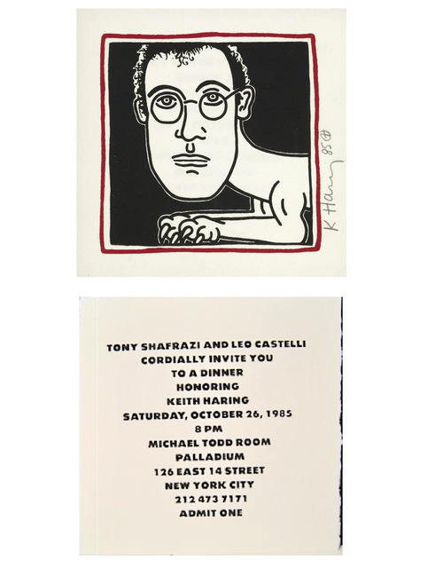 Keith Haring, ‘"SELF-PORTRAIT" (Invitation to Palladium Haring Dinner Party), 1985, SIGNED/Dated Edition.’, 1985, VINCE fine arts/ephemera