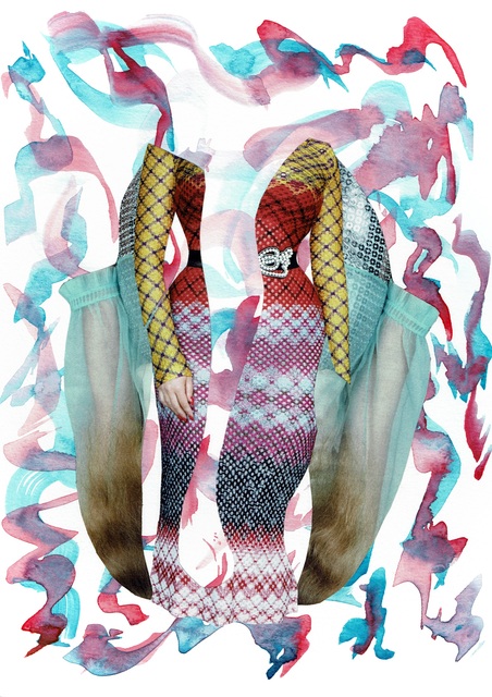 Laura Dunkin-Hubby, ‘Dark Pink & Aqua’, 2017, Drawing, Collage or other Work on Paper, Collage & Watercolor on Paper, Gallery 1202