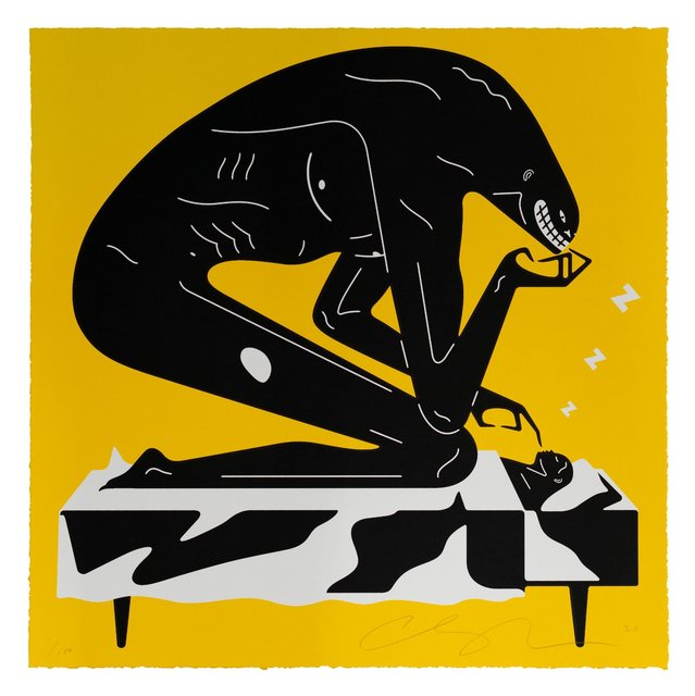 Cleon Peterson, ‘The Nightmare - Yellow’, 2021, Print, Hand-pulled black and yellow screen print on 290gsm Arches rag paper with deckled edges, Blackline Gallery